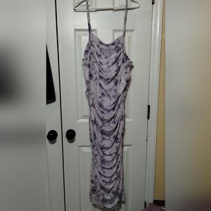 SHEIN Curve Size 3XL Lavender Floral Design Draped Midi Dress